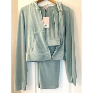 Juicy Couture Tracksuit Size XL Pastel Turquoise Blue Hoodie Pants Set NWT